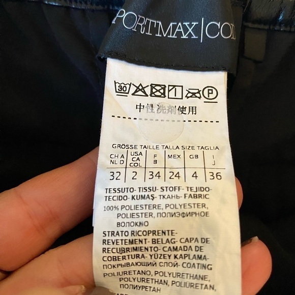 Sportmax Code Women’s Faux Leather Joggers Size 2 Black Drawstring Business - Picture 7 of 10